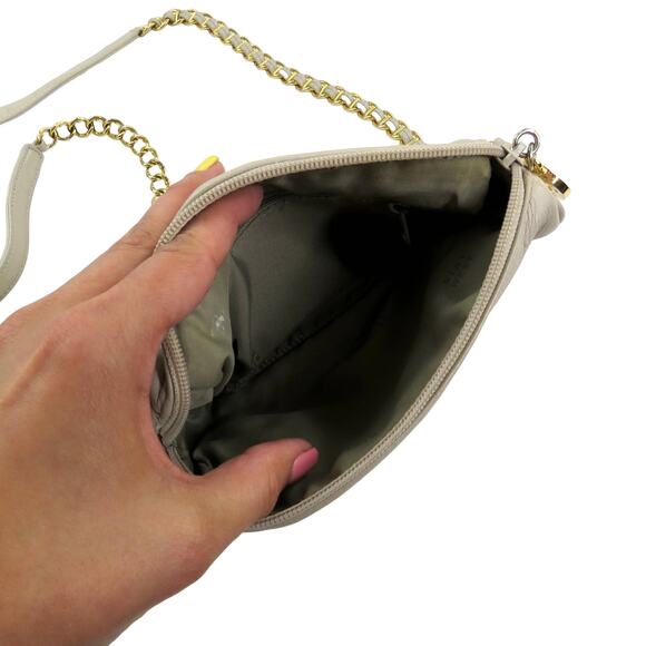 Nine West Cream Leather Square Crossbody Bag with Gold Chain - Picture 3 of 5